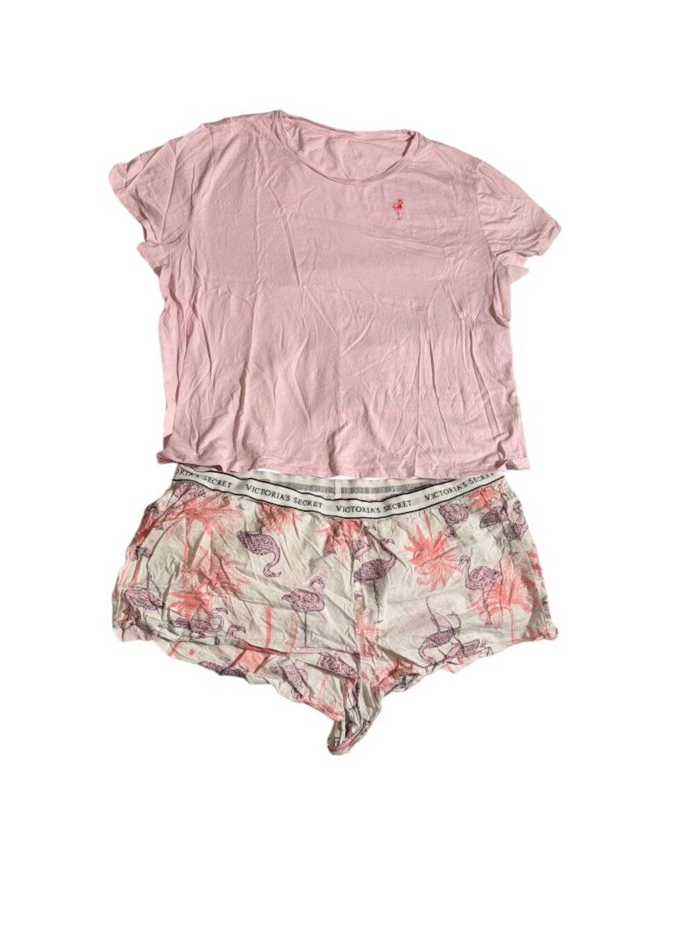 Victoria's Secret White/Pink Pajama Short Set, XXL